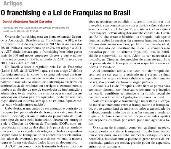 O franchising e a Lei de Franquias no Brasil