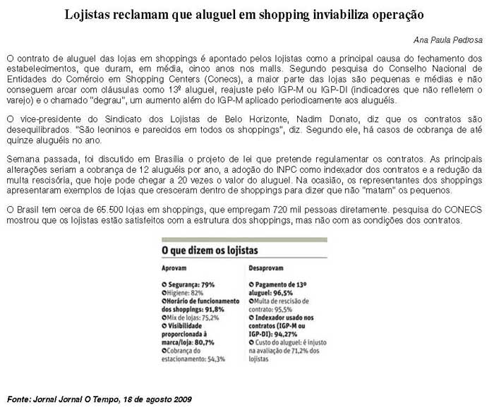 Lojistas reclamam que aluguel em shopping inviabiliza operação